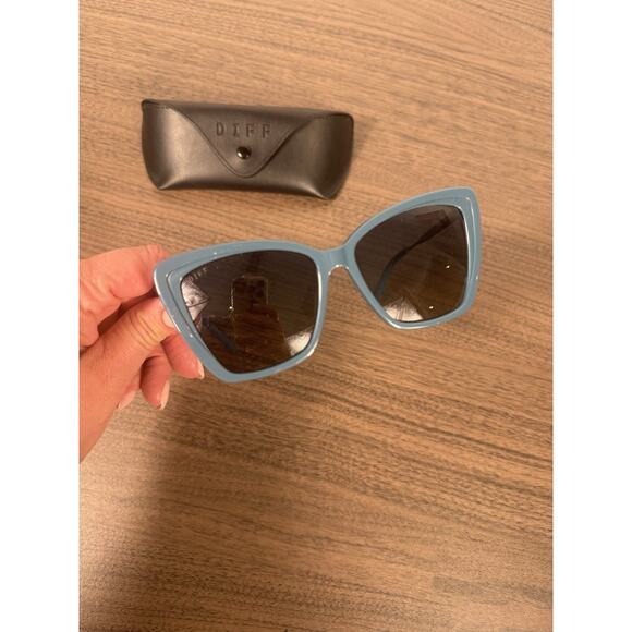 DIFF Eyewear Blue Cat Eye Sunglasses – Designer Oversized Shades with Case - Picture 3 of 5
